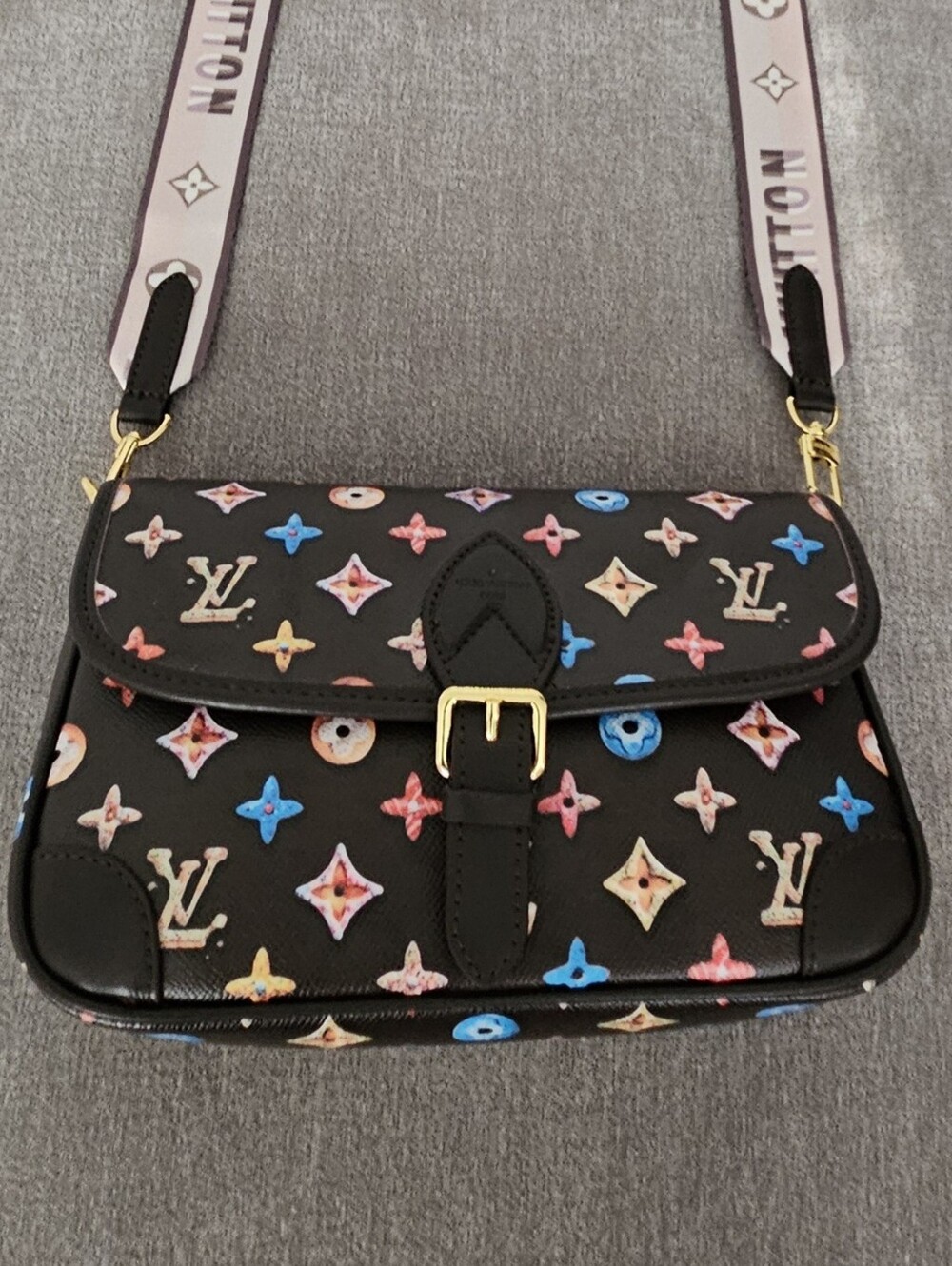 Multicolor Monogram Crossbody Bag with Canvas Strap ✨️